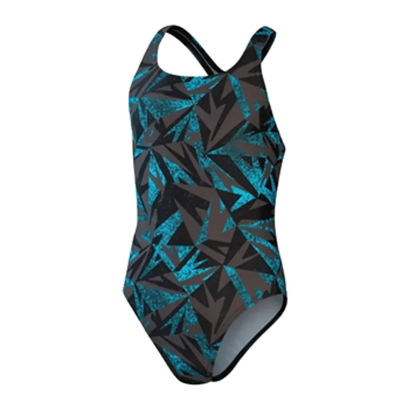 Speedo Girls Hyperboom Allover Medalist Swimsuit Black/Blue